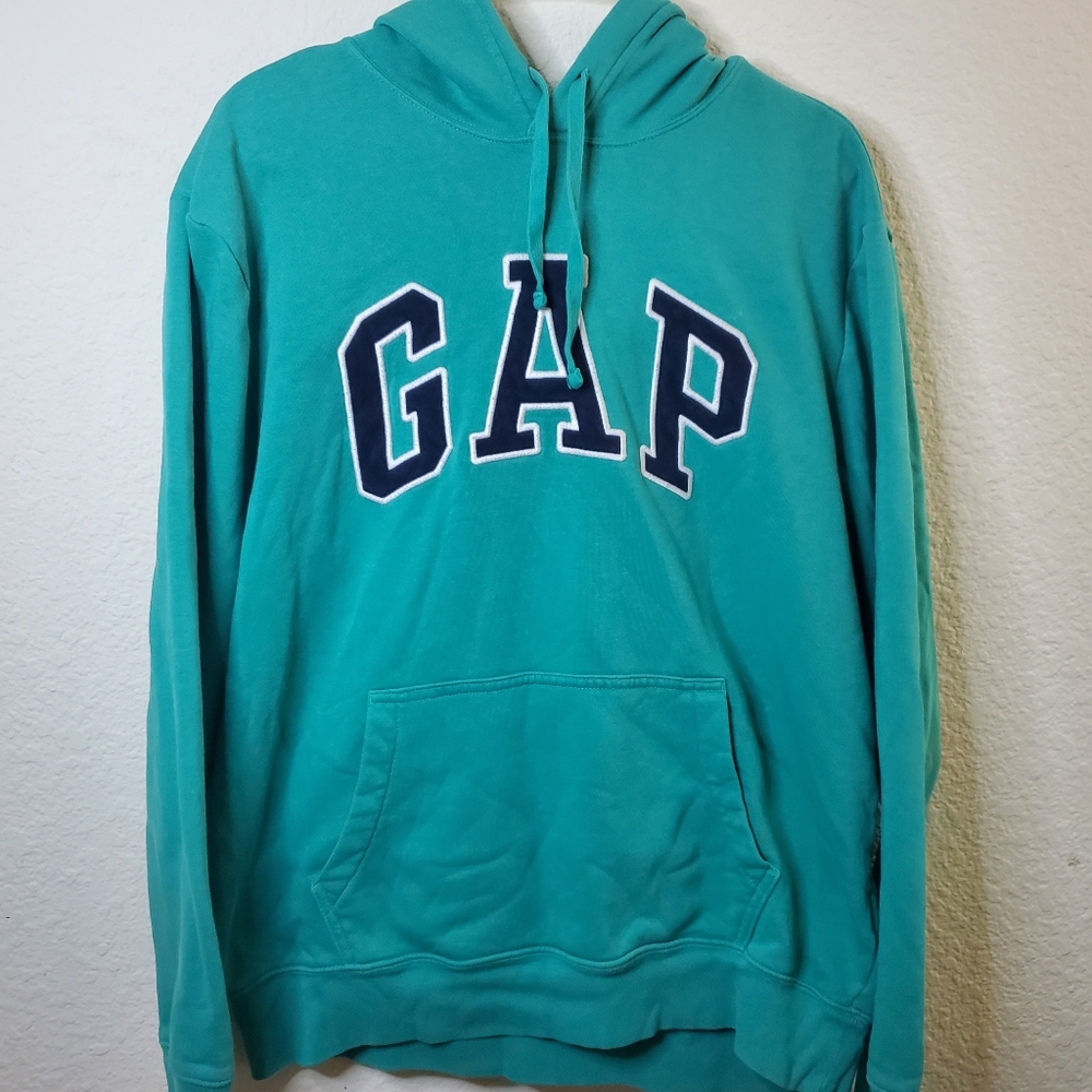 Gap Green y2K Pullover Patch Logo Warm Womens Sweatshirt Casual Medium Fall Wint - Picture 2 of 6
